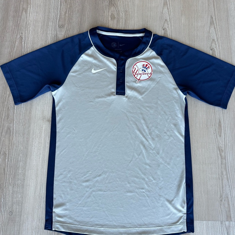New York Yankees Nike City Plate Performance Henley Raglan T-Shirt Navy/Silver S